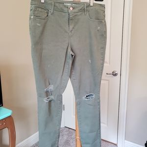 Distressed Old Navy Army Green Rockstar jeans